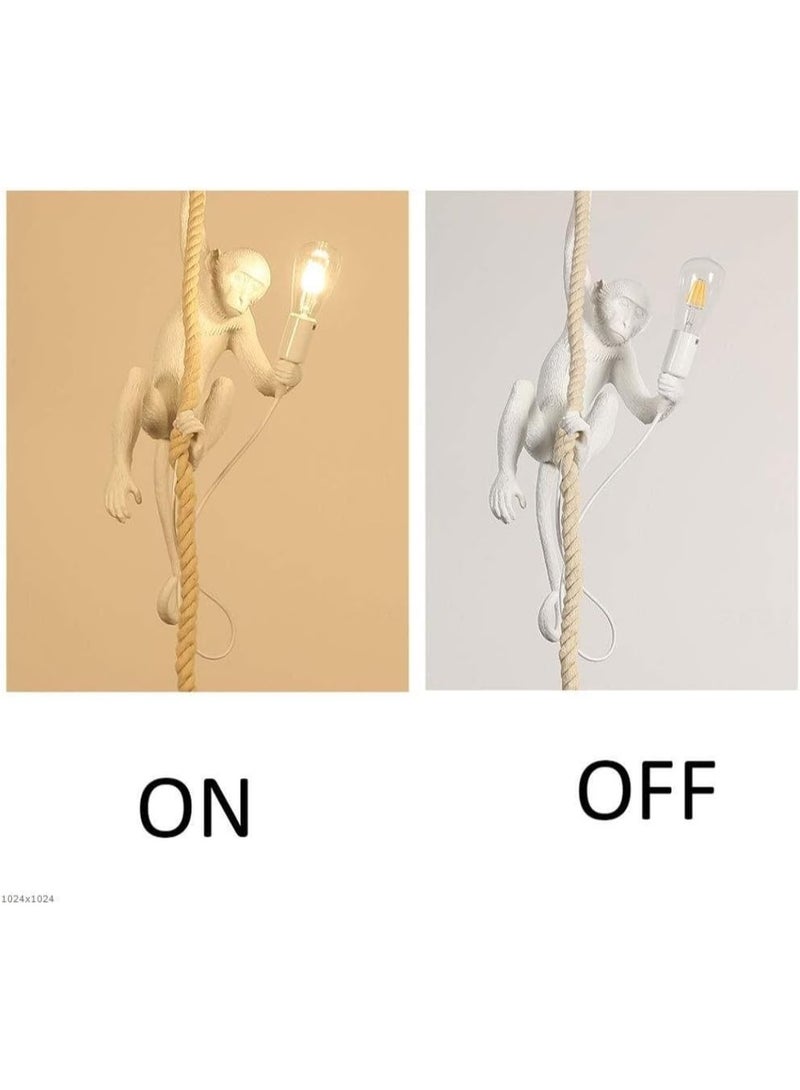 ALMIFTAH Dimmable LED Monkey Chandelier with Resin & Hemp Rope, Creative Modern Hanging Ceiling Light, Portable Pendant Lamp for Living Room, Kids Room, Restaurant – Green/Black - Image 4